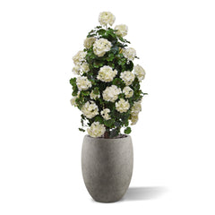 Kunst Geranium 110cm piramide plant UV crèmewit