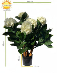 Kunst Hortensia wit 65 cm met UV-bescherming