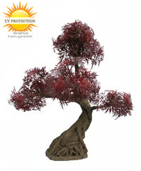 Kunst bonsai Ming Aralia voor buiten in de kleur bordeauxrood met geteste UV-garantie