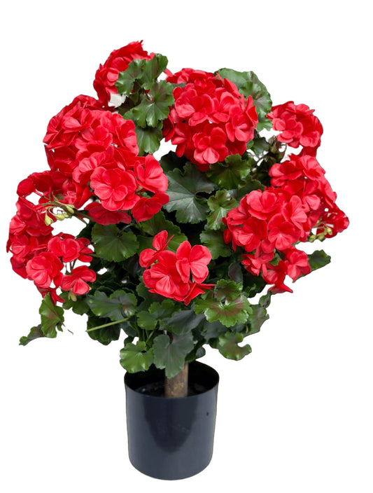 Geraniumbol kunstplant 70cm UV rood