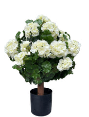 Geraniumbol kunstplant 70cm UV crèmewit