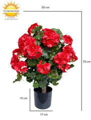 Geraniumbol kunstplant 70cm UV rood