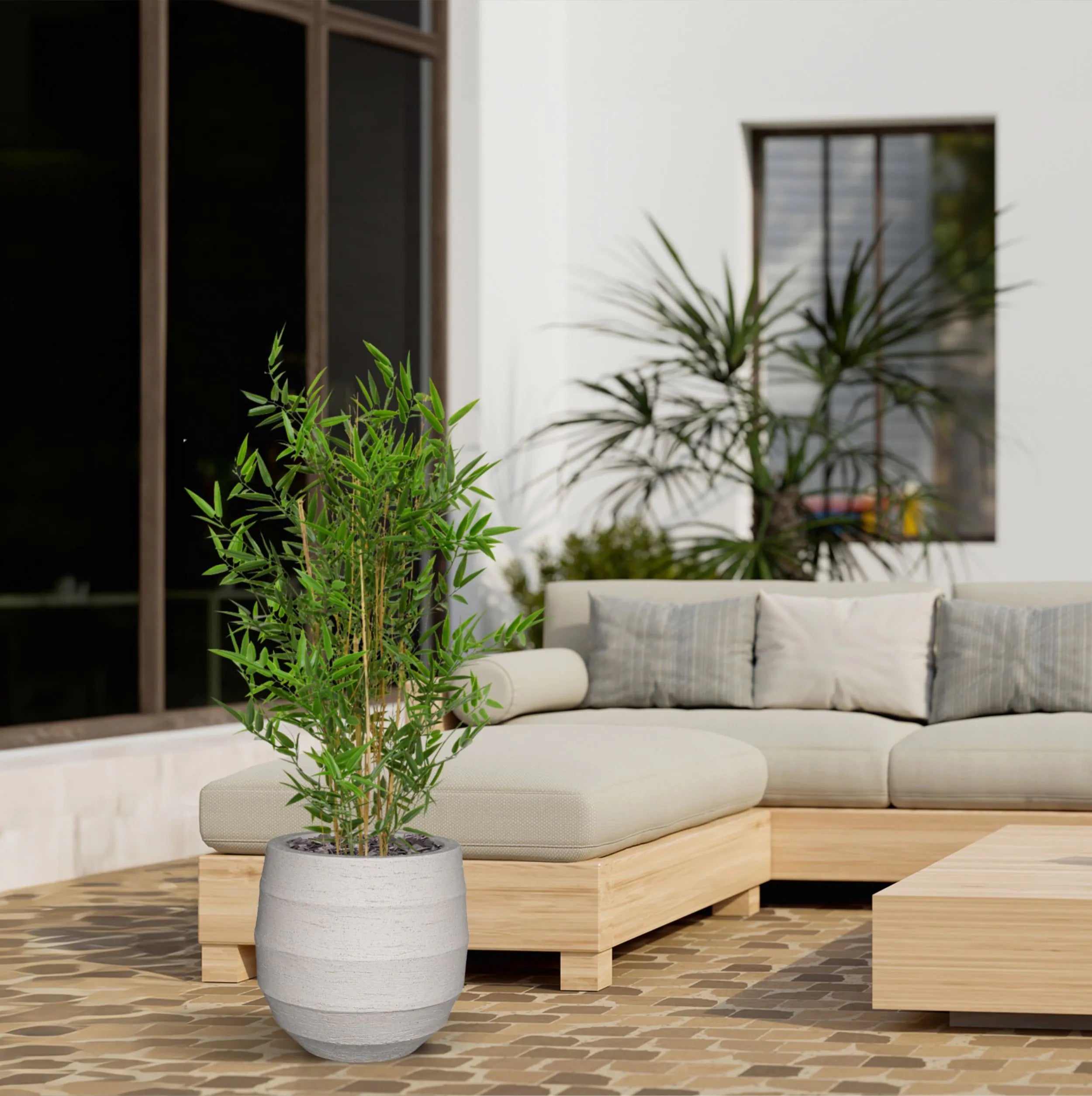 Kunstmatige bamboeplant voor buiten, 90 cm hoog, UV-beschermd.