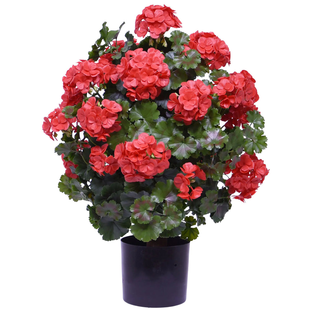 Geraniumbol kunstplant 70cm UV rood
