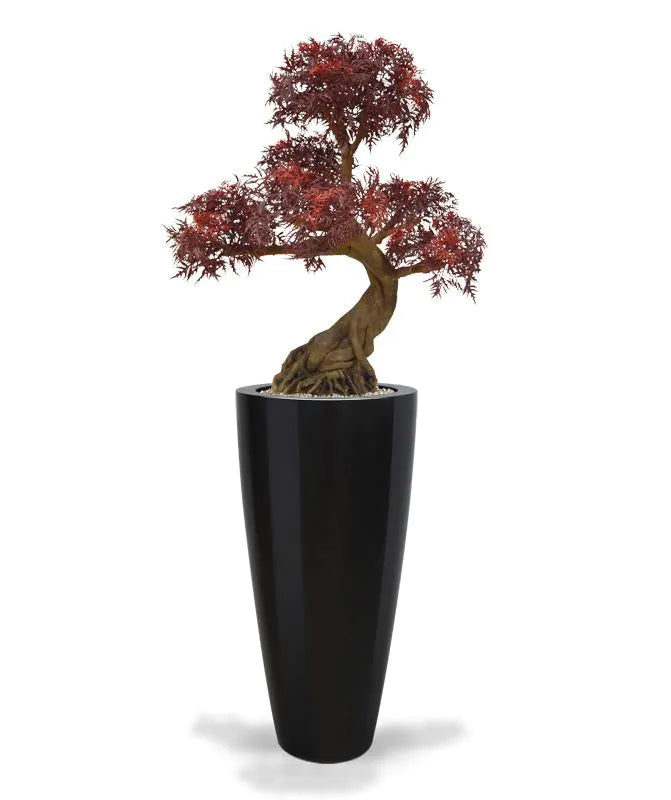 Kunst bonsai Ming Aralia voor buiten in de kleur bordeauxrood met geteste UV-garantie 