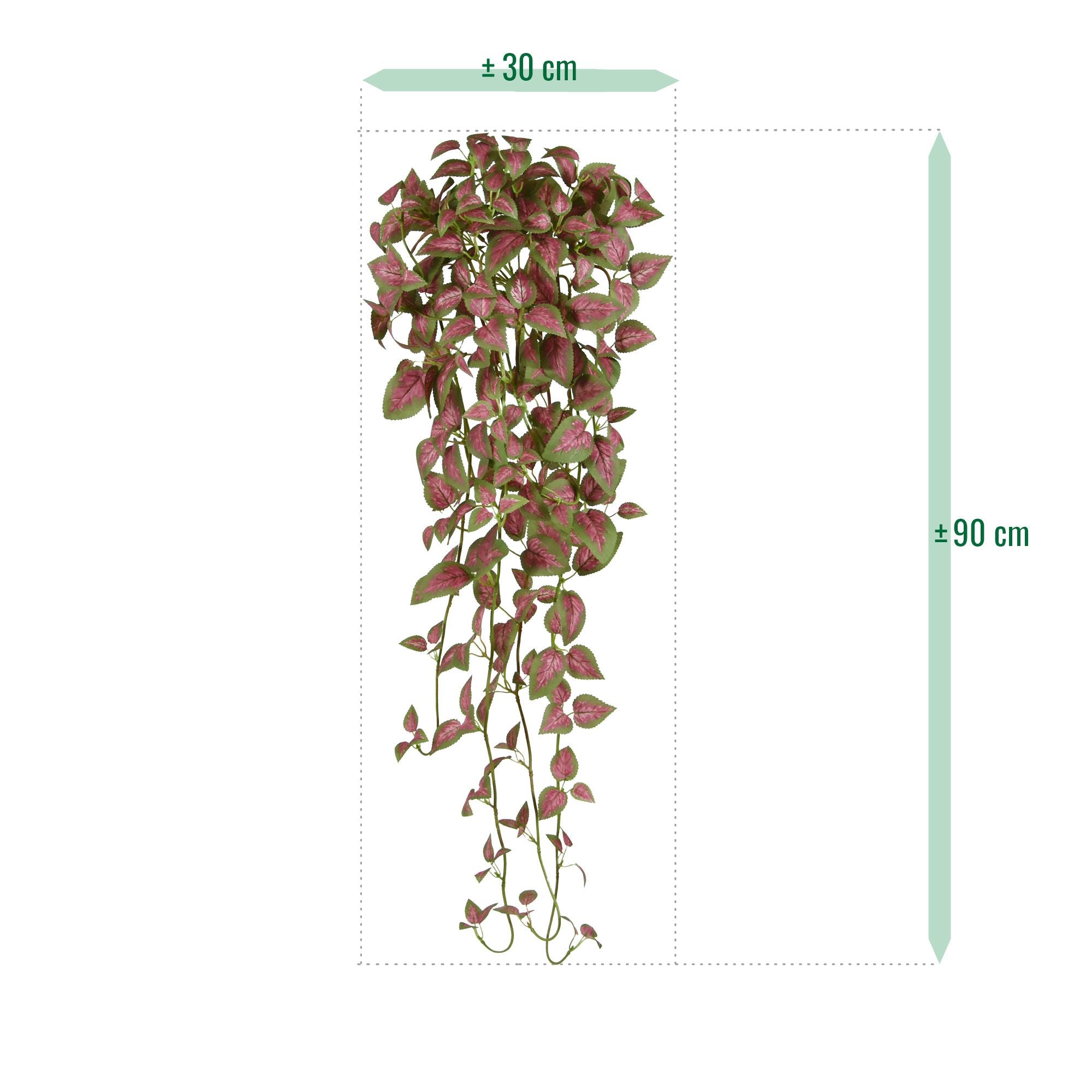 Coleus kunst hangplant 90cm - rose/groen