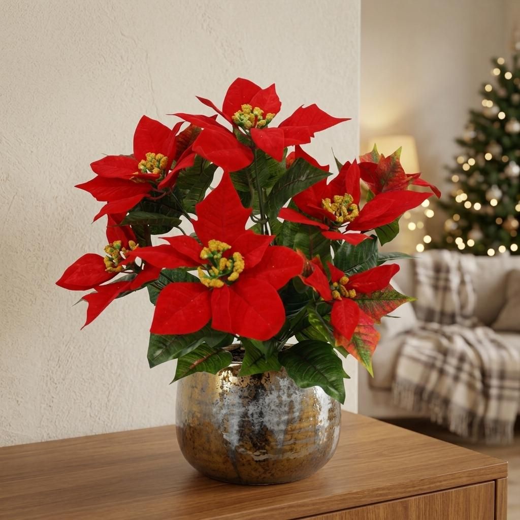 Kerstster Poinsettia kunstplant - 40cm - rood zonder pot