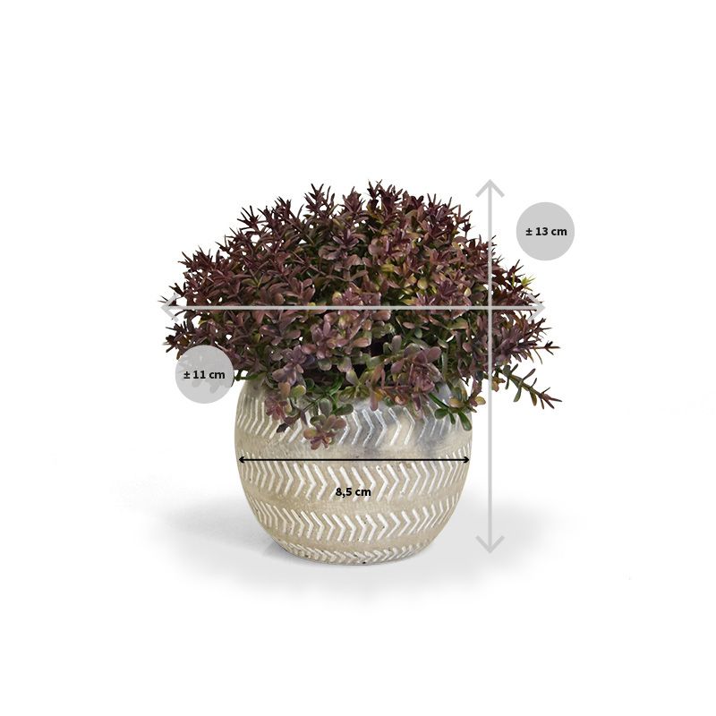 Mini kunst Buxus in pot 15cm - burgundy