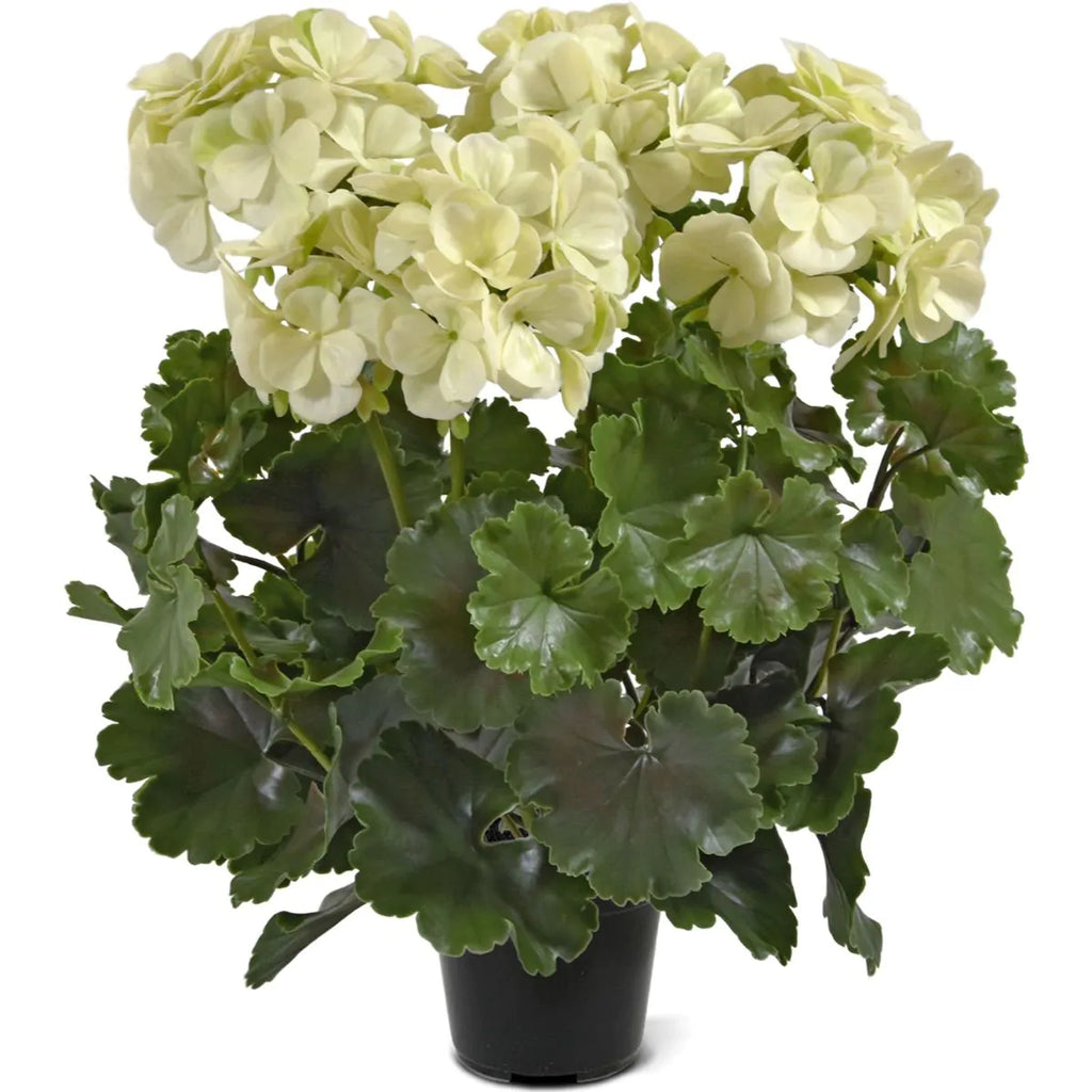 Extra grote witte, UV-bestendige kunstmatige geranium voor buiten, UV-bestendig.