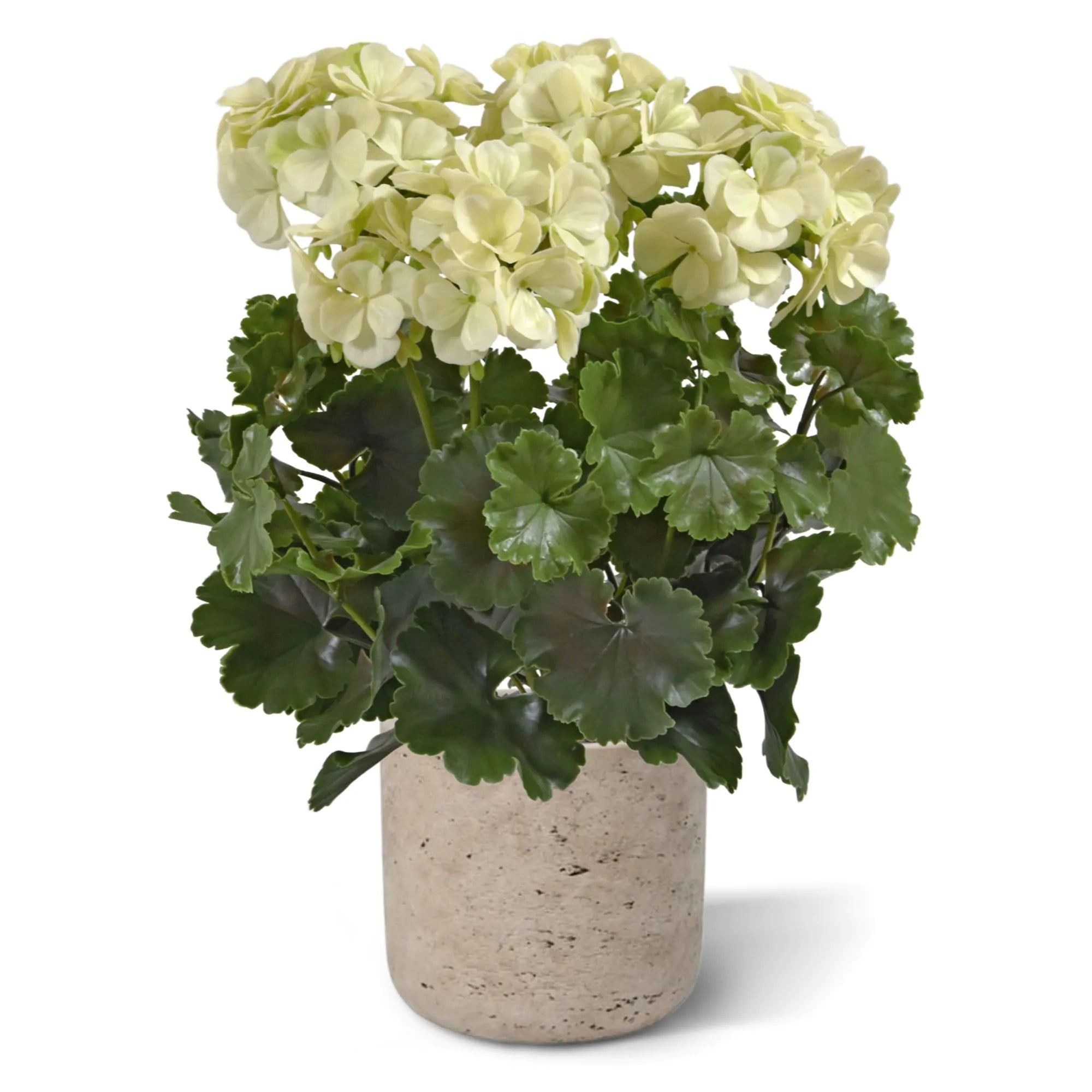 Extra grote witte, UV-bestendige kunstmatige geranium voor buiten, UV-bestendig.
