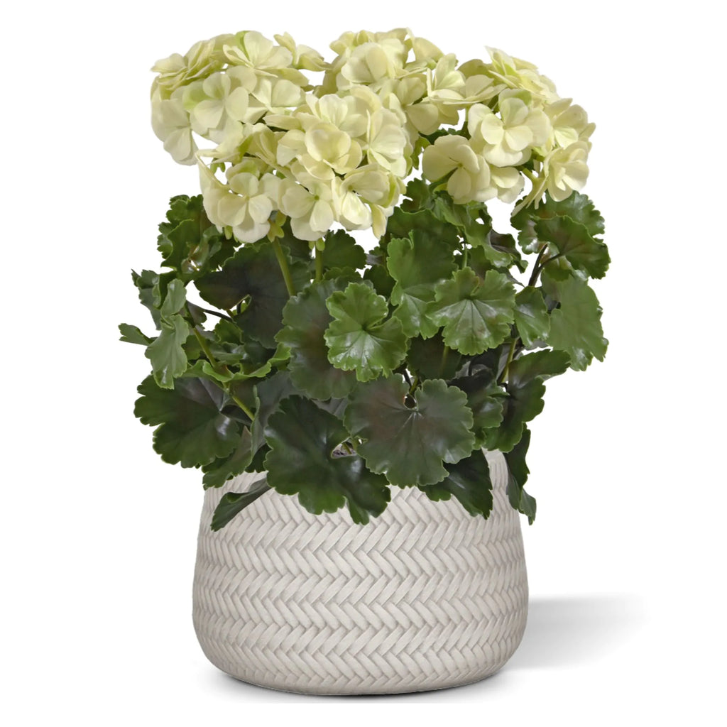Extra grote witte, UV-bestendige kunstmatige geranium voor buiten, UV-bestendig.