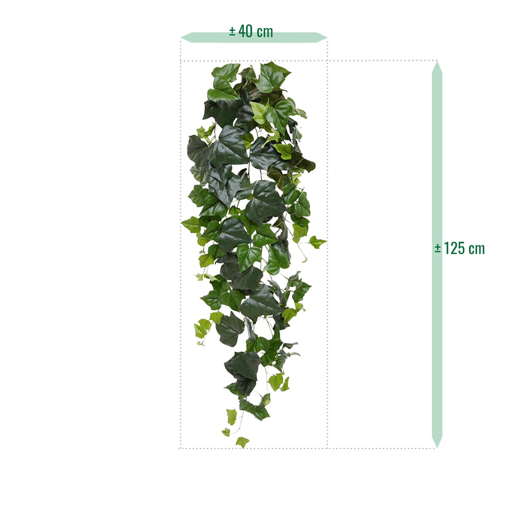Hedera kunst hangplant 125cm - groen - FR - brand vertragend