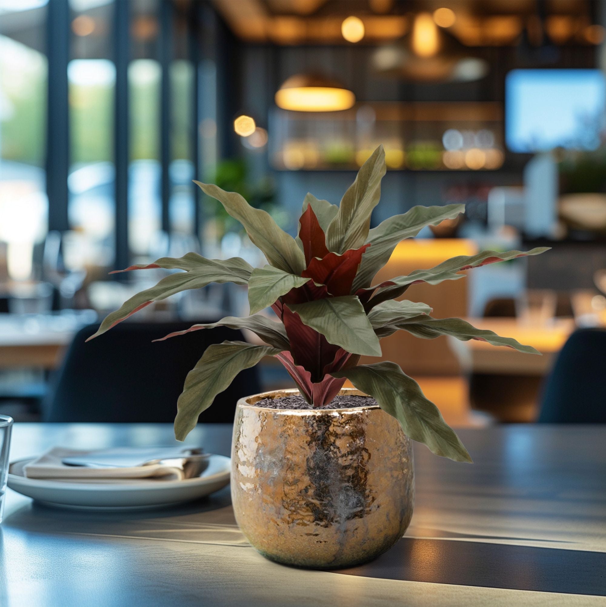 Calathea 30cm Kunstplant groen/rood