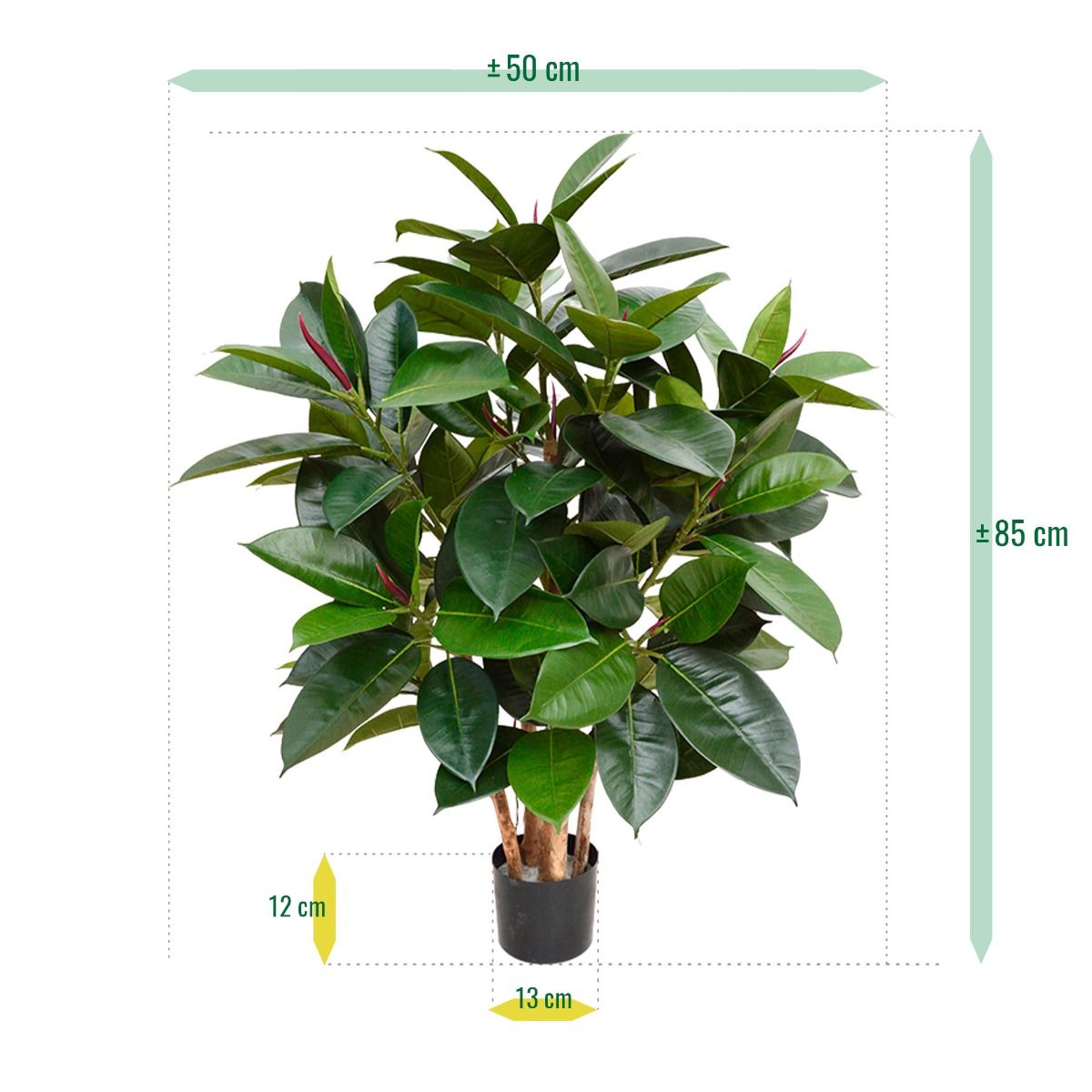 Elastica Robusta kunstplant 90cm - FR - brandvertragend