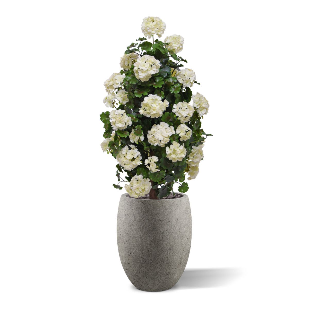 Kunst Geranium 110cm piramide plant UV crèmewit 