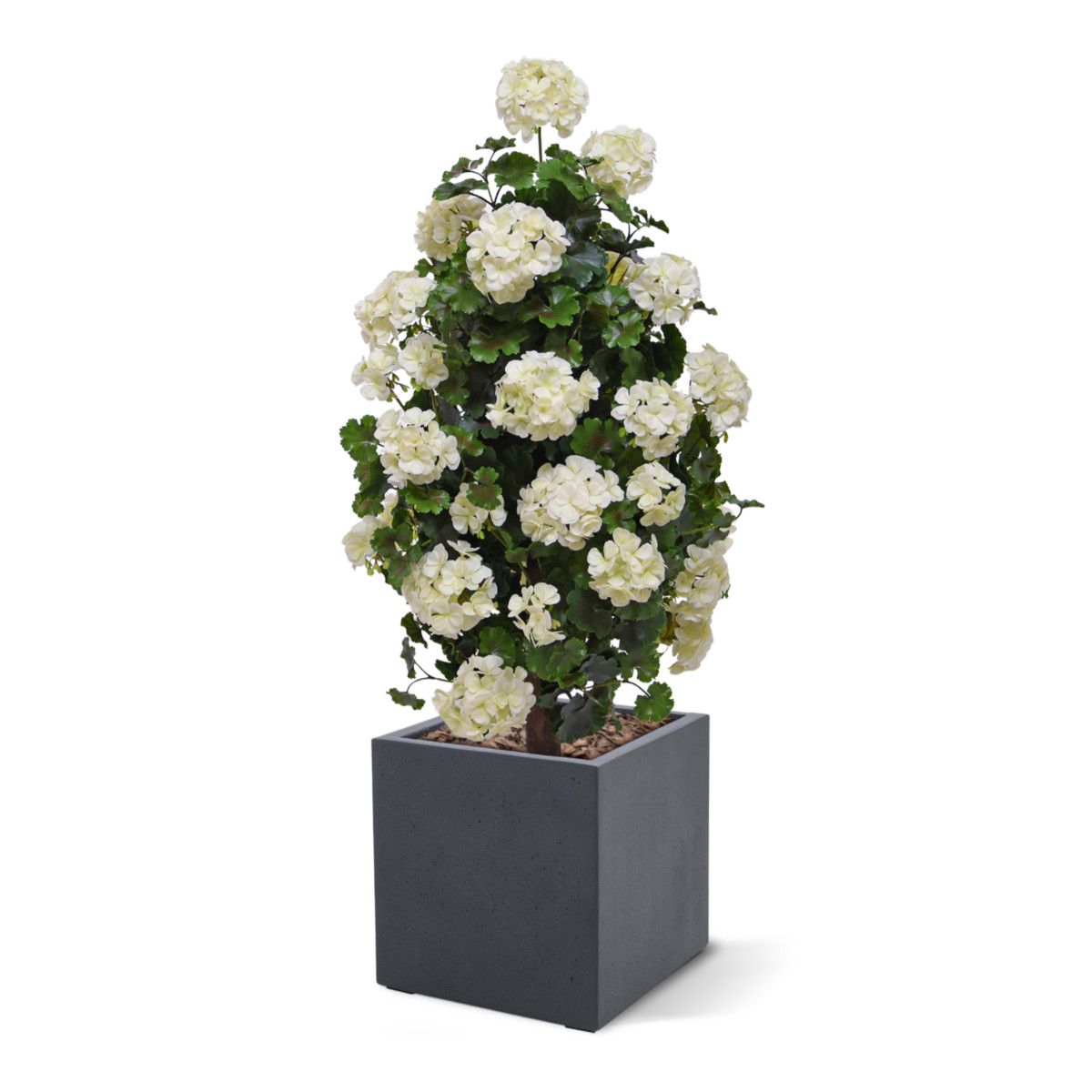 Kunst Geranium 110cm piramide plant UV crèmewit 