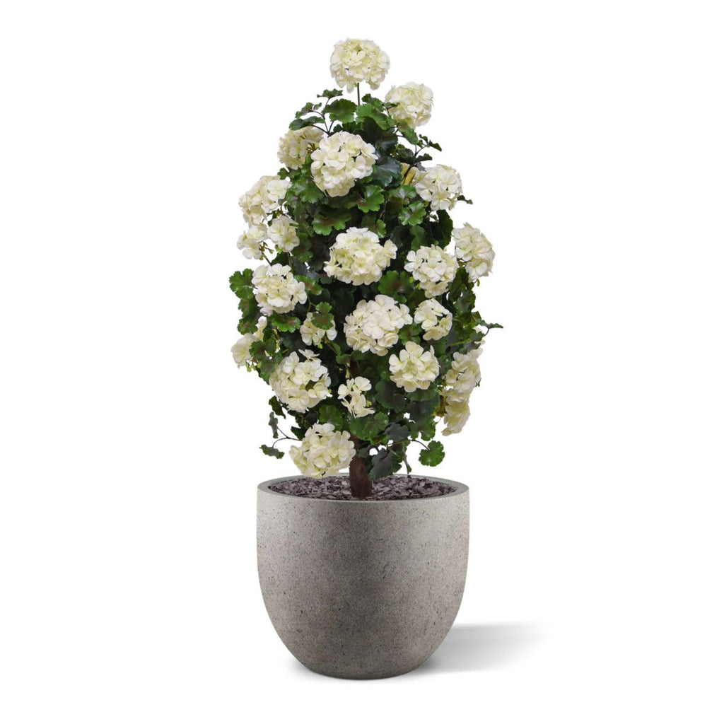 Geraniumkunst 110 cm piramideplant UV crèmewit