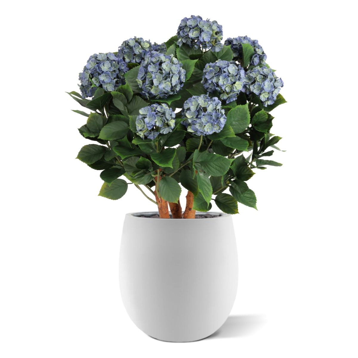 Blauwe kunsthortensia voor buiten met stelen van 80 cm, UV-bestendig.