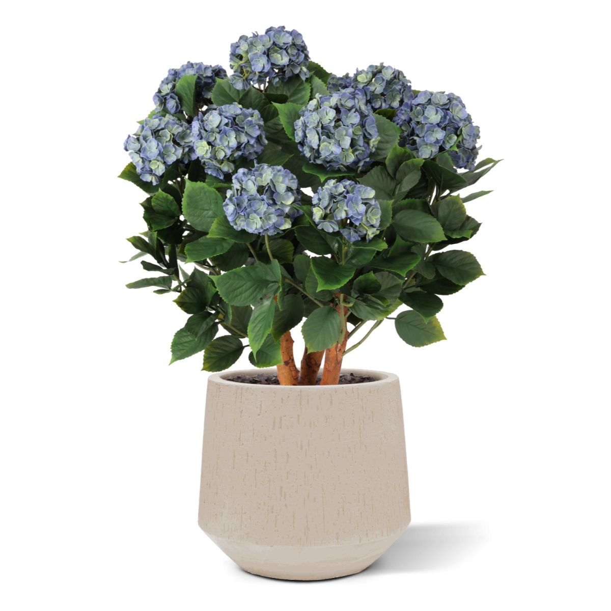 Blauwe kunsthortensia voor buiten met stelen van 80 cm, UV-bestendig.