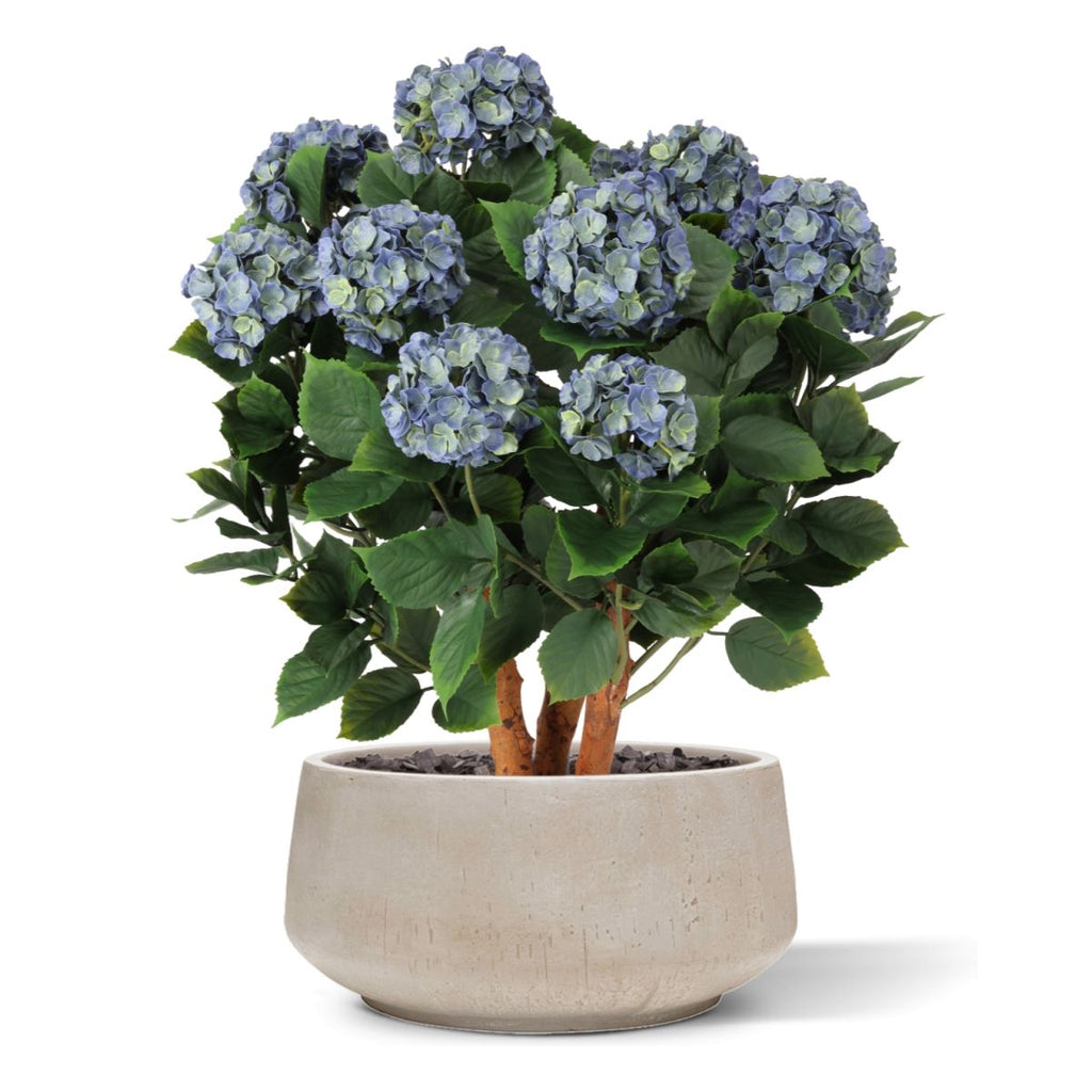 Blauwe kunsthortensia voor buiten met stelen van 80 cm, UV-bestendig.