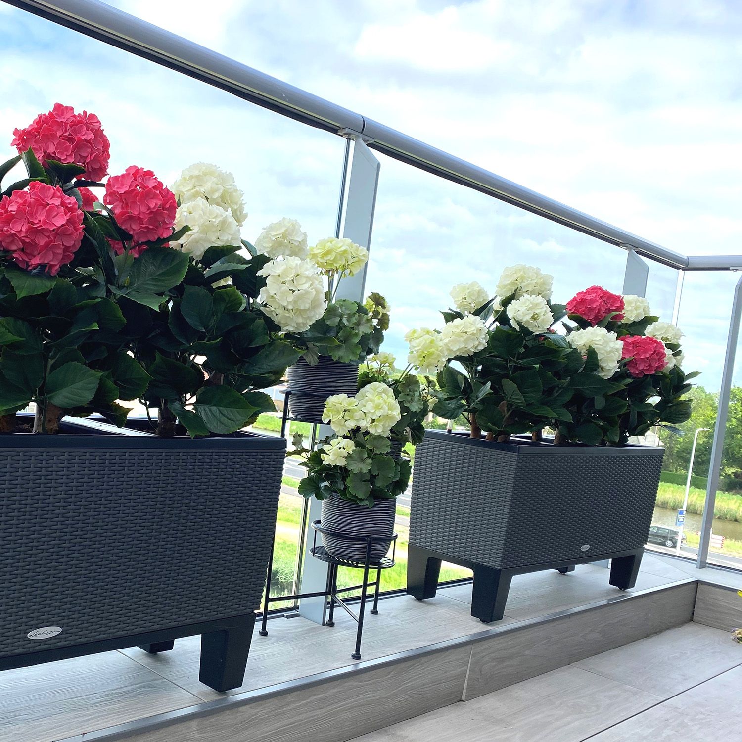 Buiten kunsthortensia roze 65cm UV bestendig
