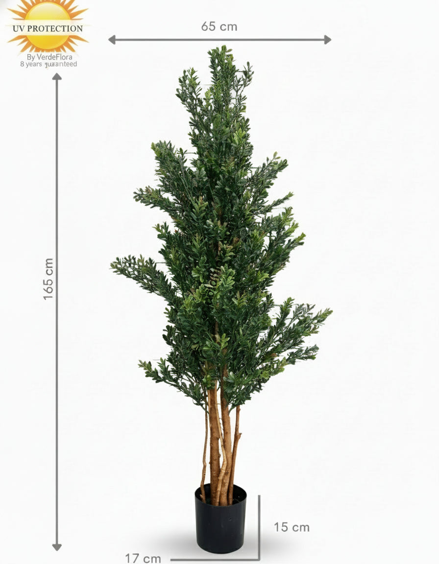 Hoge kunst buxus 165cm UV groen/rood 
