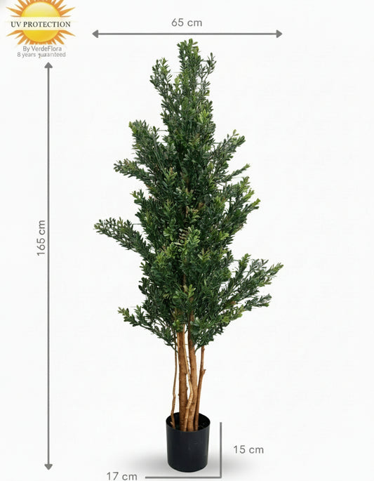 Hoge kunst buxus 165cm UV groen/rood 