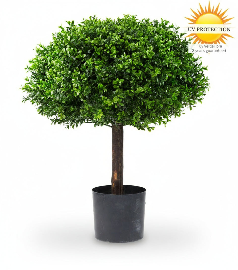 Kunstbuxus voor buiten 1/2 bol op stam 65 cm UV-bestendig