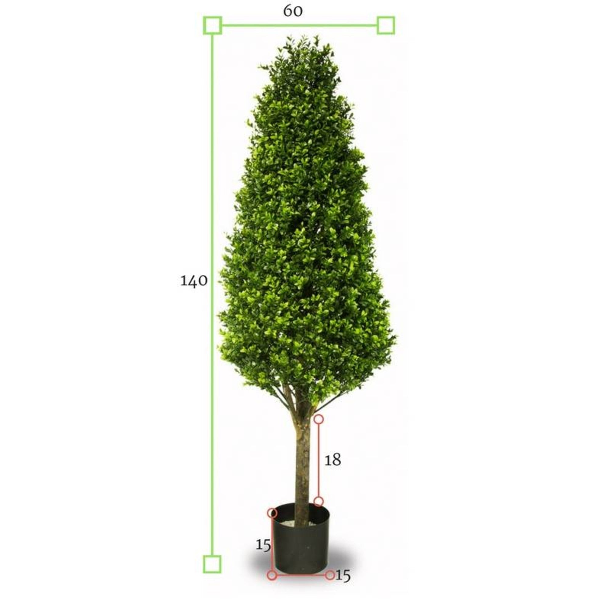 Kunstzinnige buxuspiramide voor buiten, 140 cm, UV-beschermd.