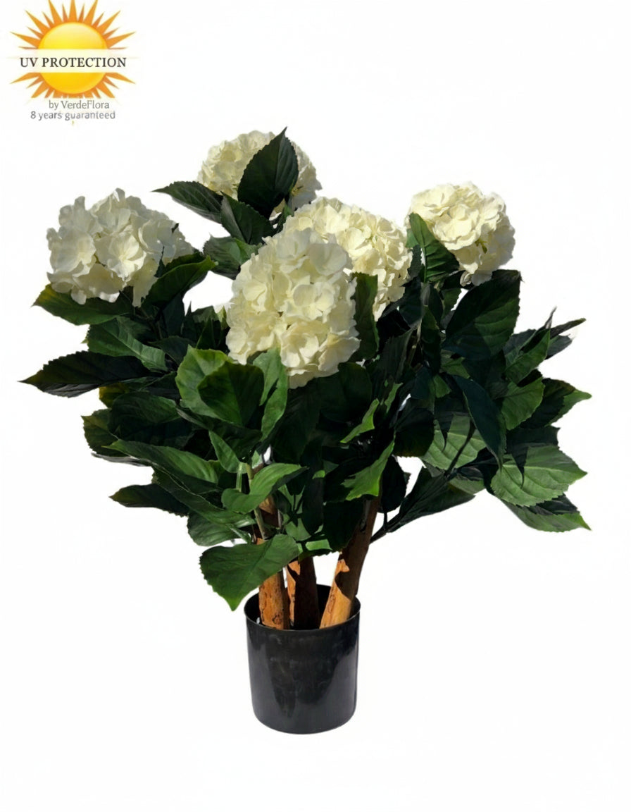 Kunst Hortensia wit 65 cm met UV-bescherming 