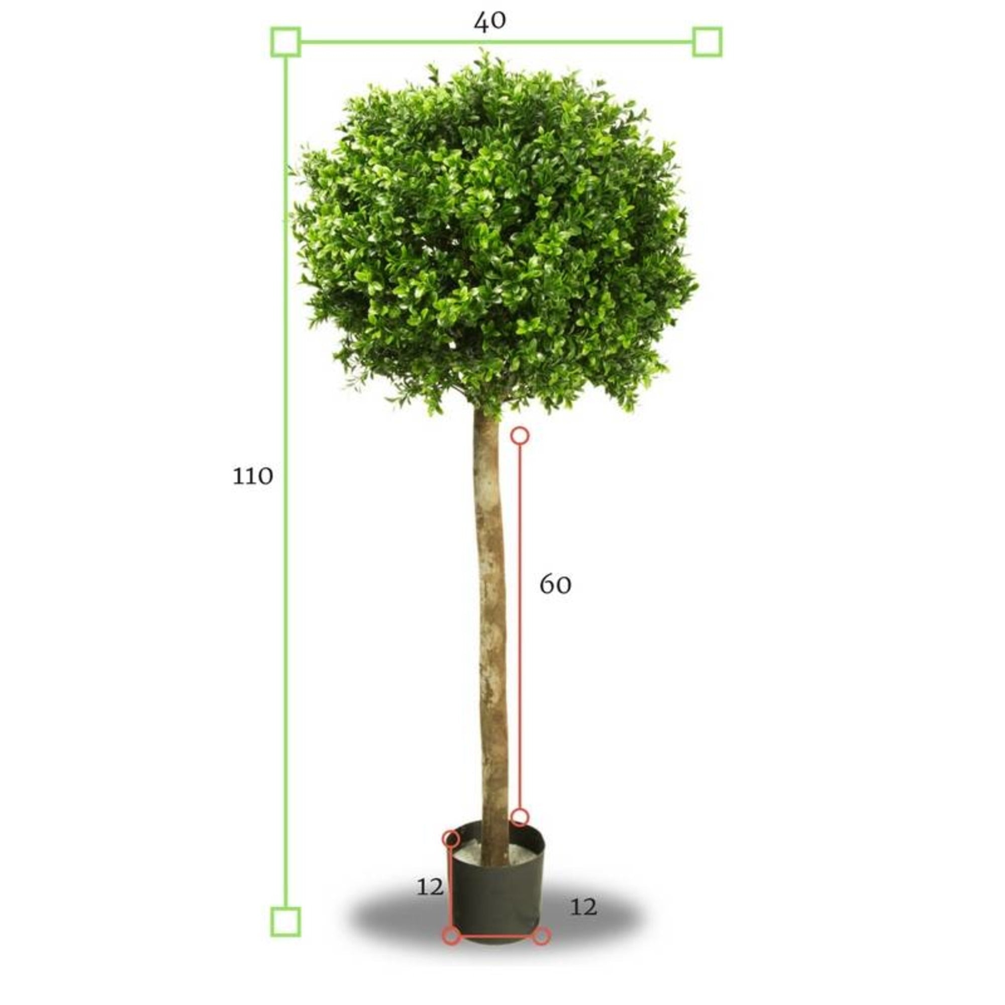 Kunst Buxusbol op stam voor buiten 110 cm UV beschermd 