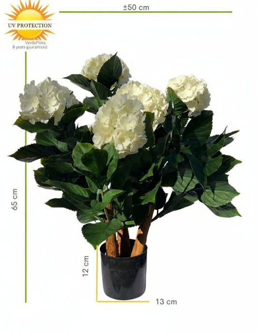 Kunst Hortensia wit 65 cm met UV-bescherming 