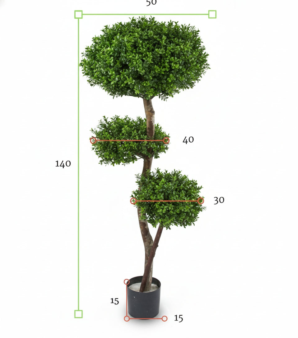 Kunst buxus meerstammig 140cm UV voor buiten 