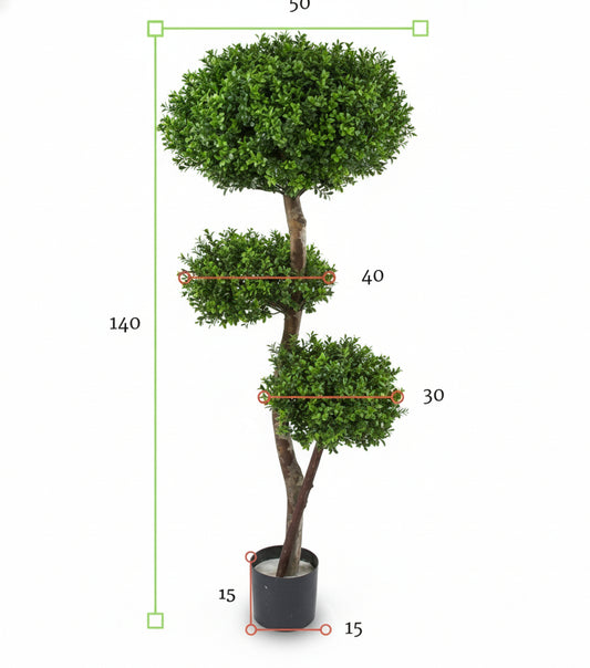 Kunst buxus meerstammig 140cm UV voor buiten 