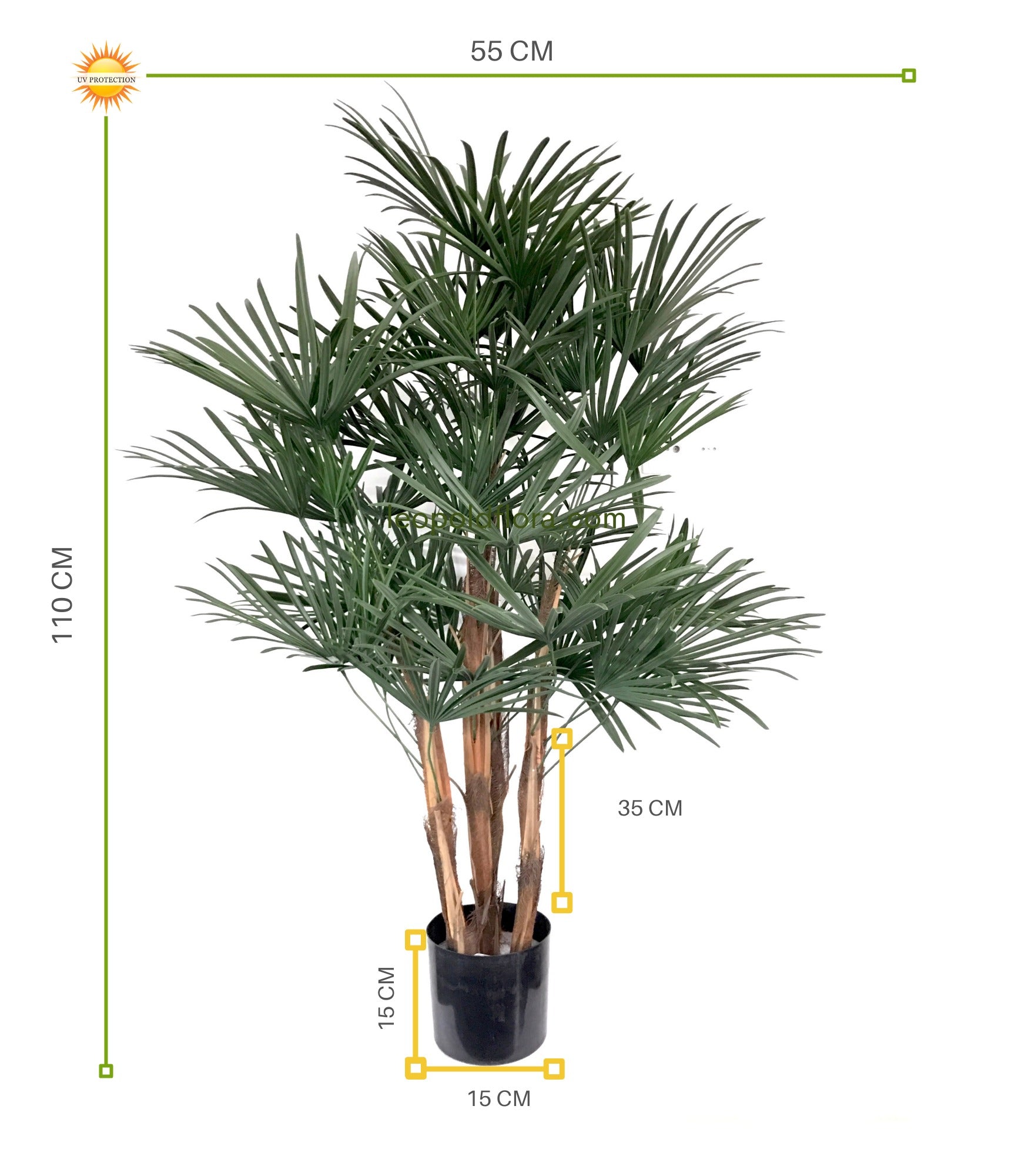 Kunst palm Raphis 110 cm UV voor buiten 
