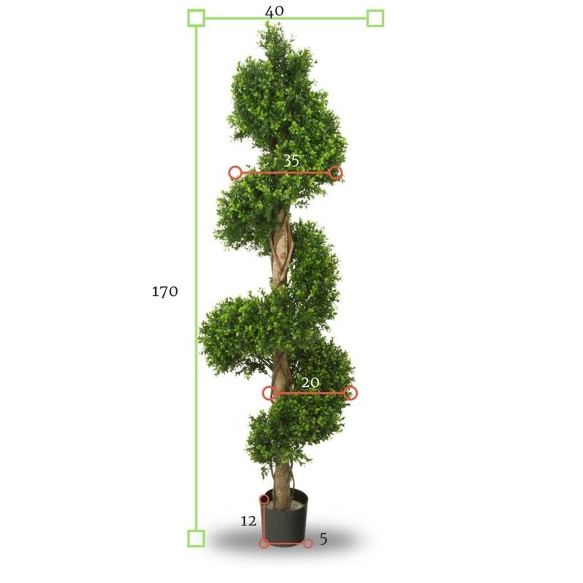Artificial Buxus spiral tree 170 cm UV protection