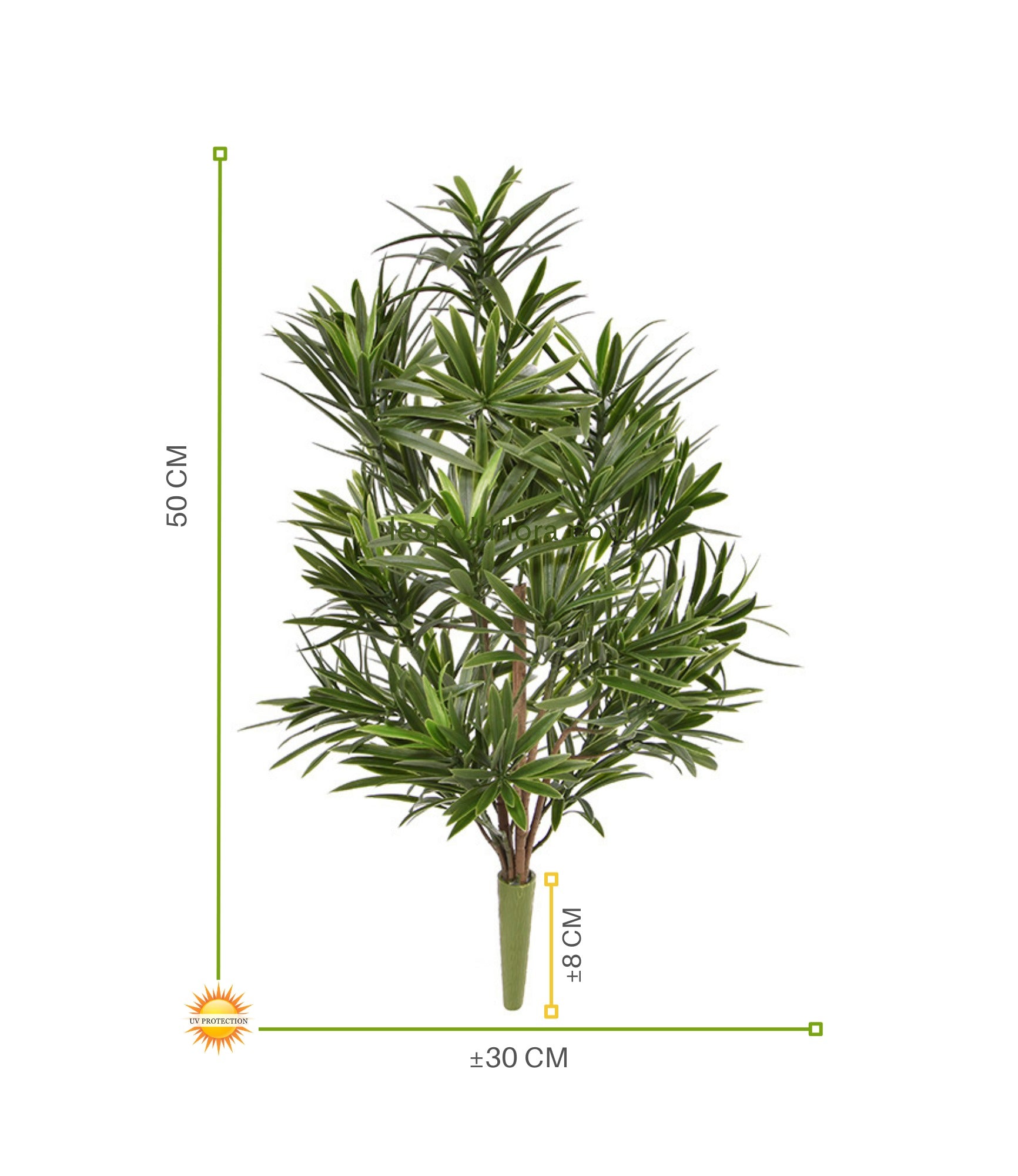Kunstmatig boeket Podocarpus voor buiten, 50 cm, UV-bestendig.