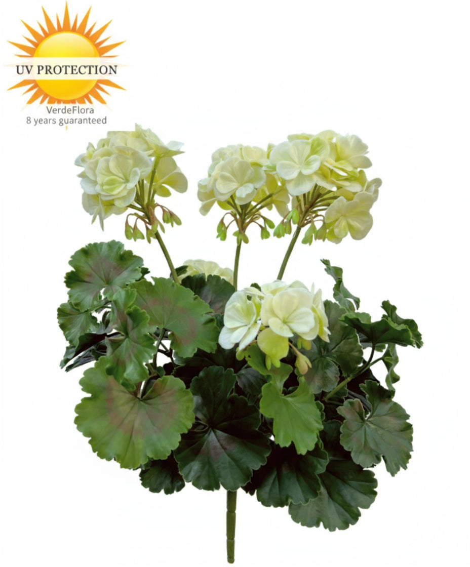 Geranium kunstboeket 38cm Wit UV 