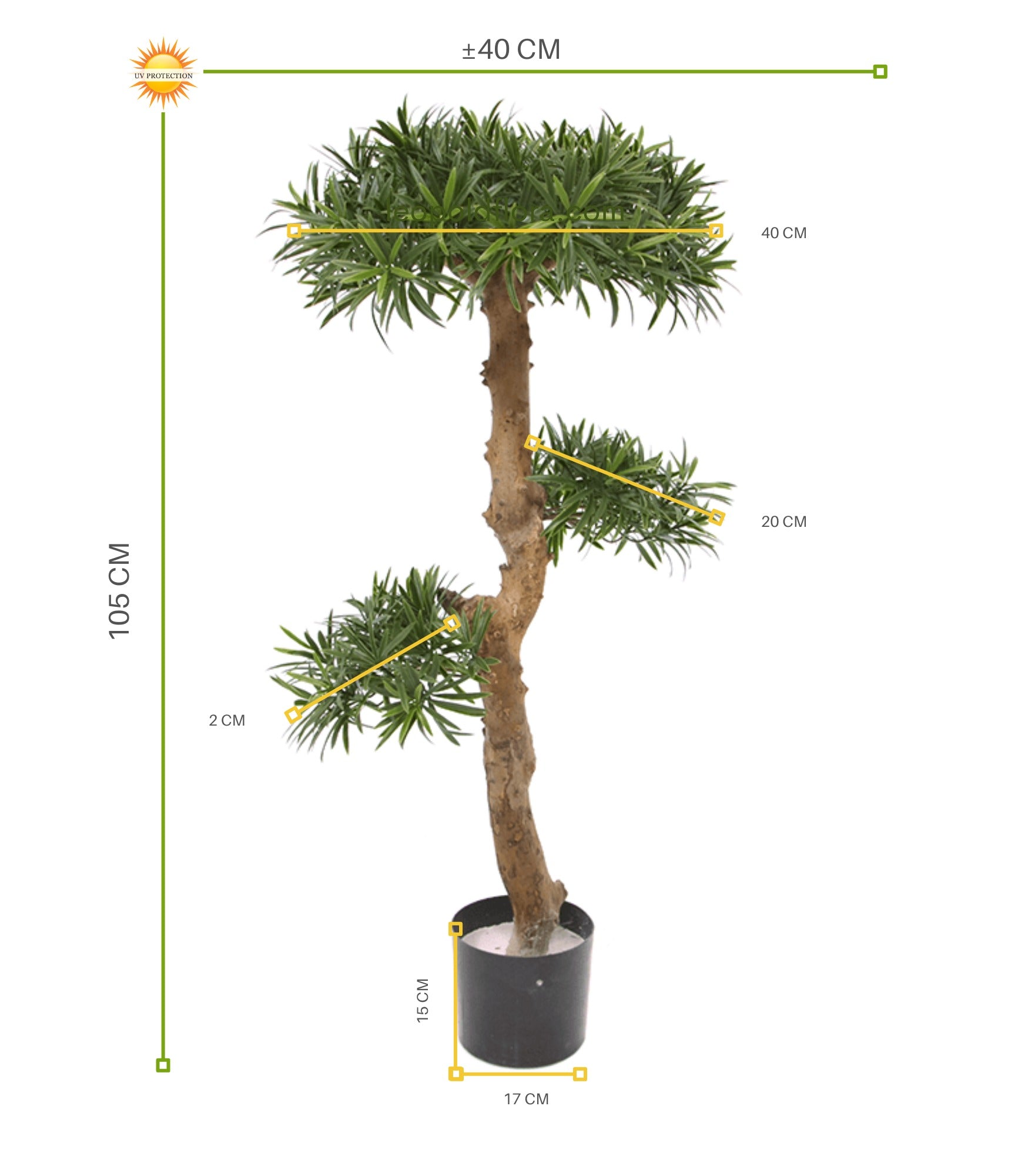 Kunstzinnige Podocarpus Bonsai boom 105 cm UV-bestendig voor buiten