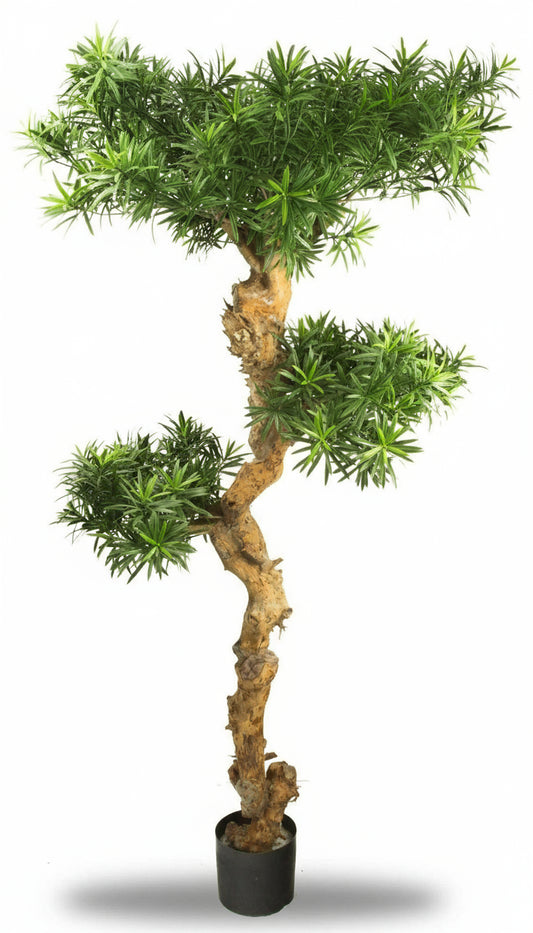 Kunst Podocarpus bonsai voor buiten, 160 cm, UV-bestendig 