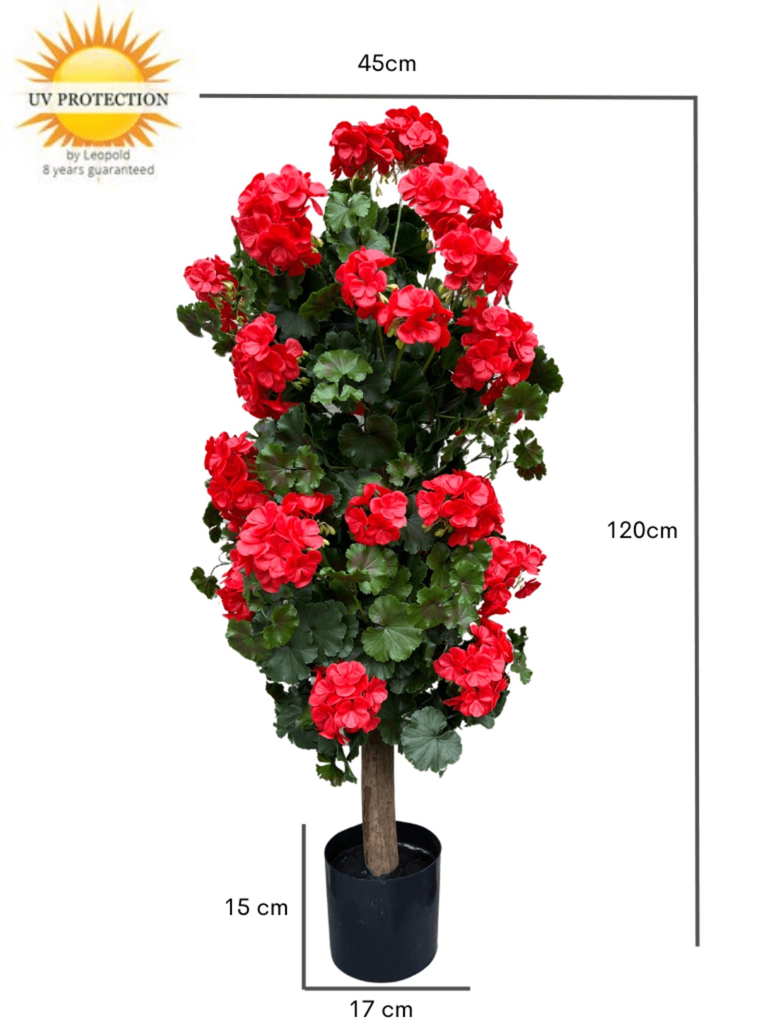 Rode Geranium kunstplant zuil 120cm uv-bestendig 