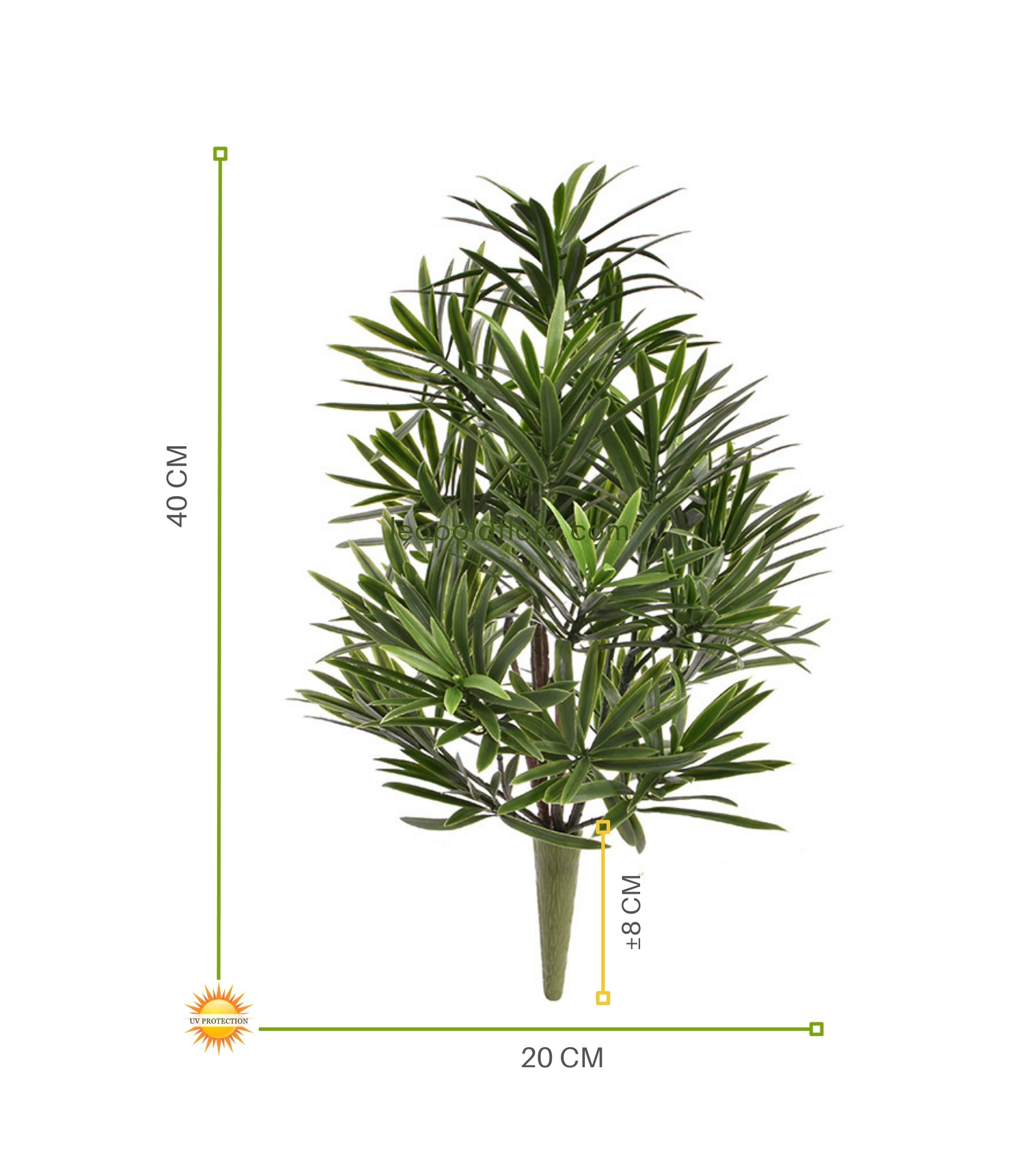 Kunstmatig boeket Podocarpus voor buiten, 40 cm, UV-bestendig.