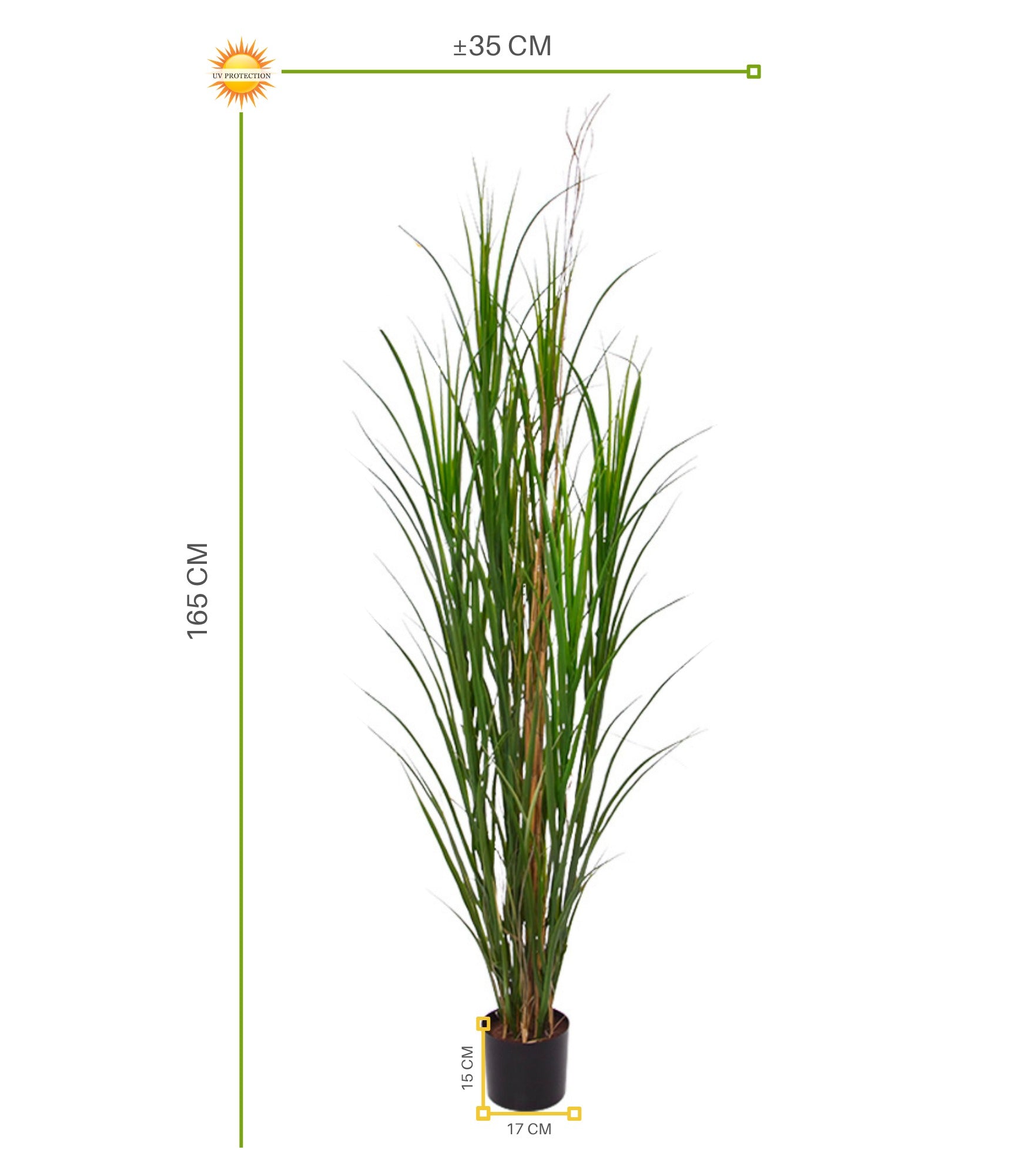 Kunst rietplant voor buiten 165 cm UV-bestendig 