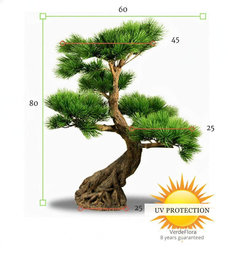 Kunst Bonsai Pinus boom 80 cm met 5 lagen UV-beschermd 