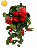 Kunstmatige hangende geranium voor buiten, 65 cm, UV-rood