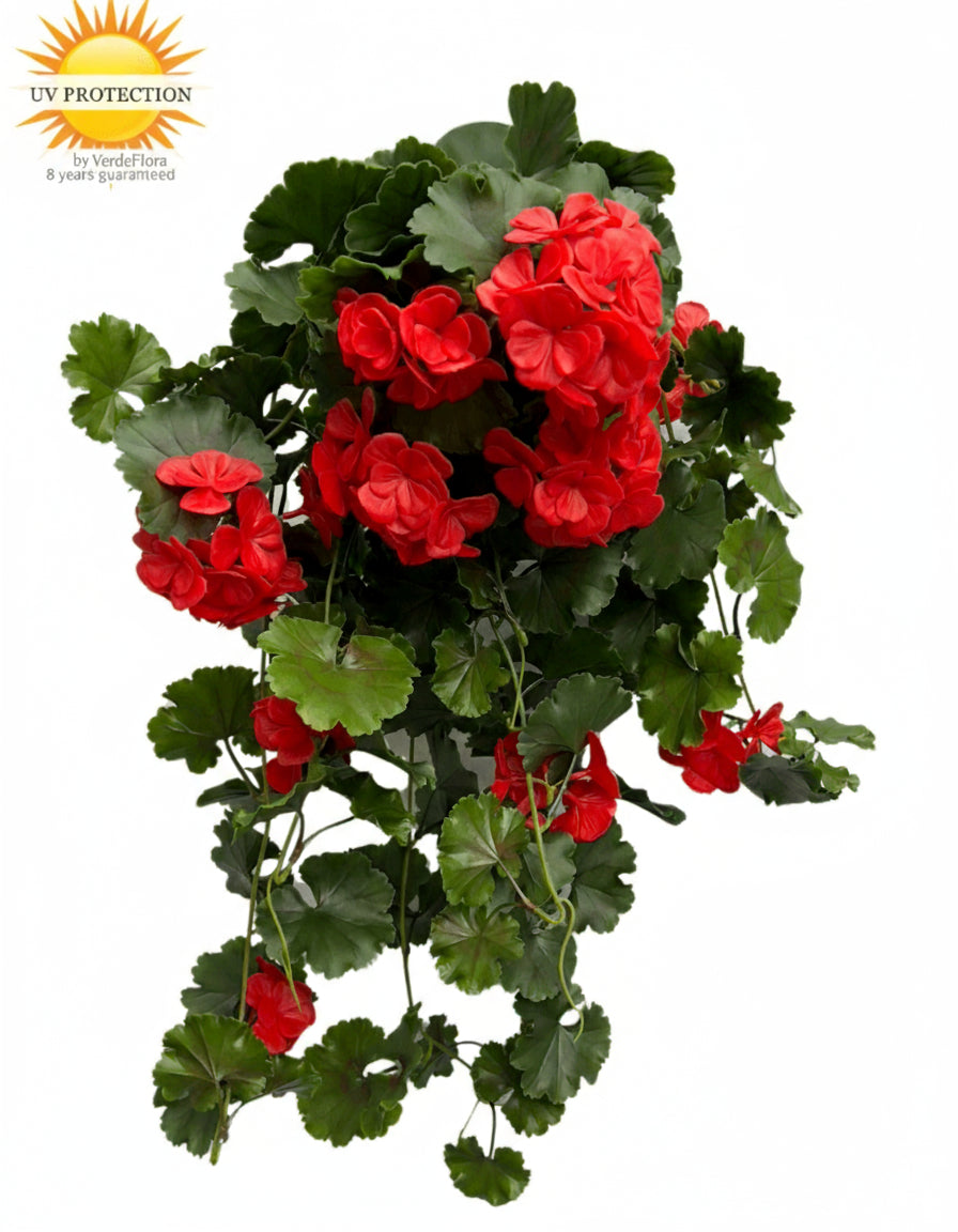 Kunst hanggeranium voor buiten 65cm UV rood 