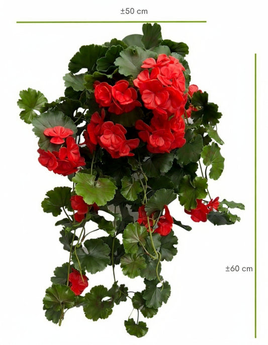 Kunst hanggeranium voor buiten 65cm UV rood 