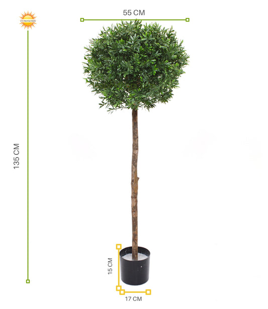 Kunst Ilex bol op stam voor buiten 135 cm UV-bestendig 