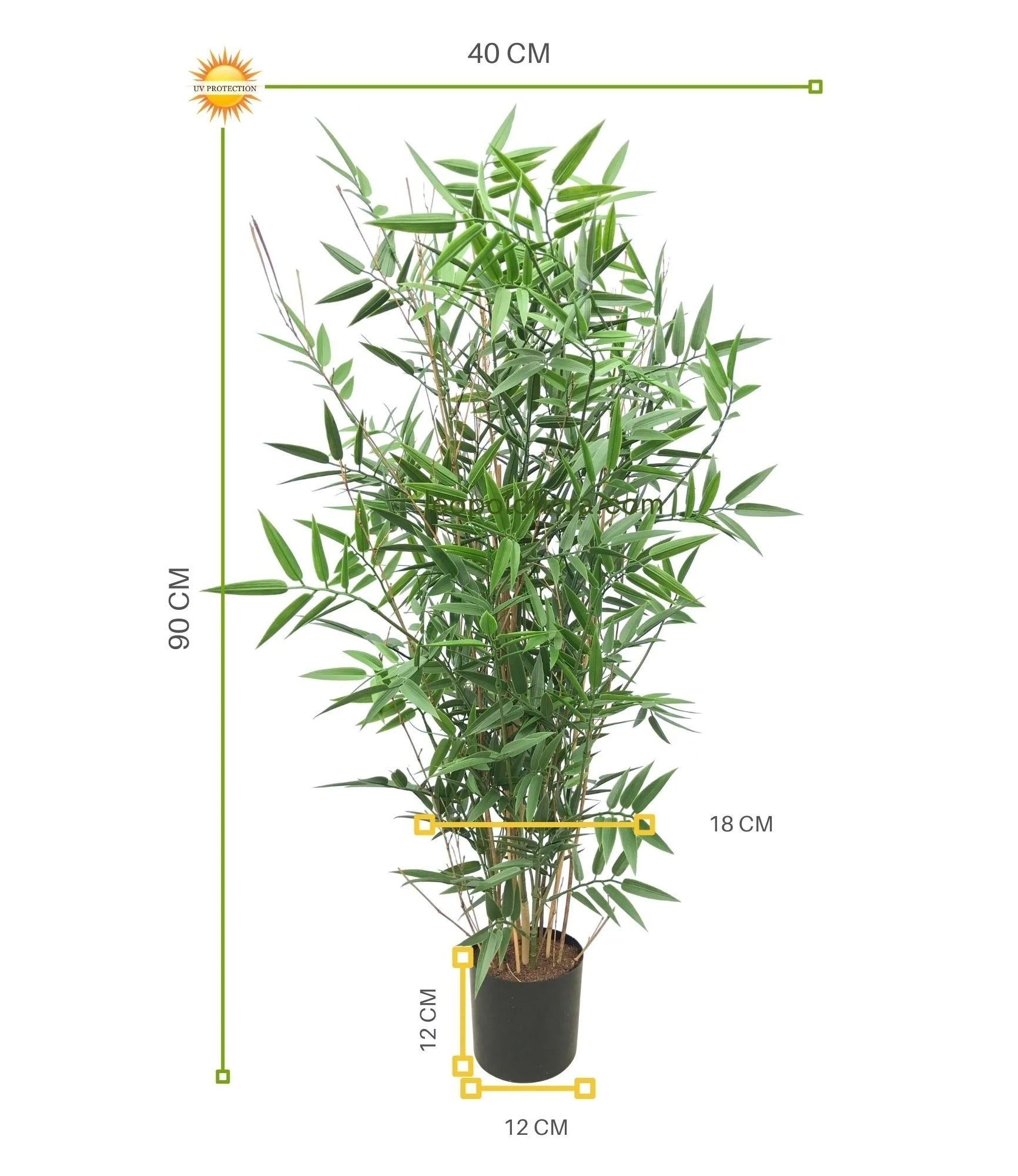 Kunstmatige bamboeplant voor buiten, 90 cm hoog, UV-beschermd.