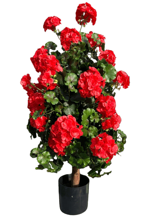 Geranium piramide rood UV kunstplant 110cm